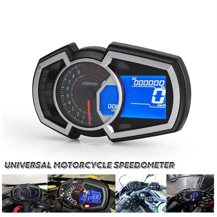 12V 13000RPM Universal LCD Motorcycle Speedometer Odometer RPM Speed Fuel Gauge