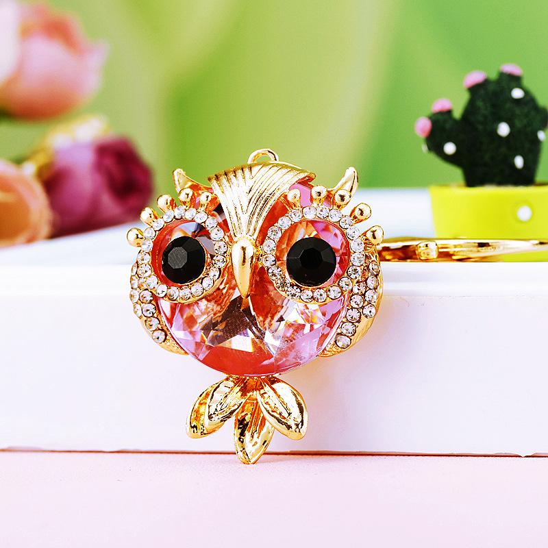Owl Crystal Keyring Charm Pendant Handbag Purse Bag for Key Ring Chain Keychain
