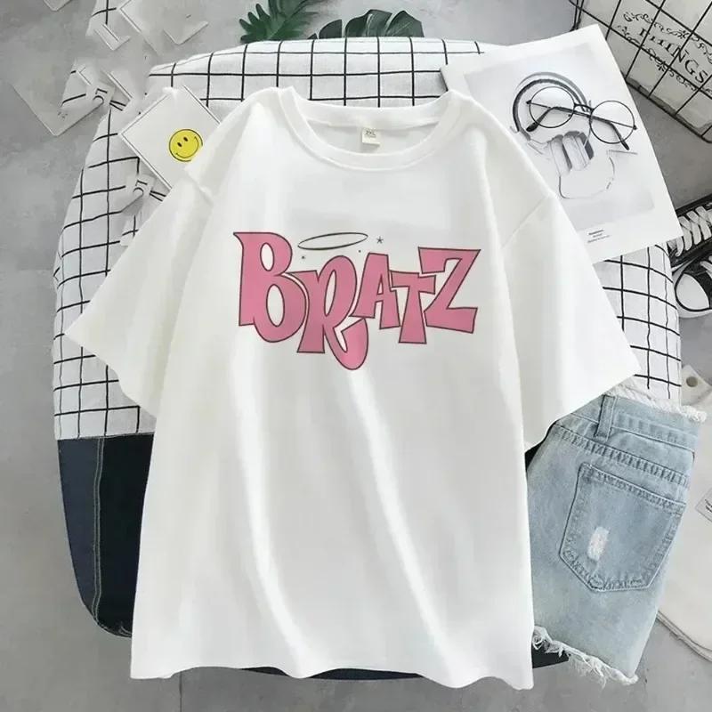 Bratz T-Shirt Damen Mode Baumwolle T-Shirt Kind Hip Hop Kurzarm Buchstaben Druck T-Shirt Oversized Camiseta Hombre Mädchen Top