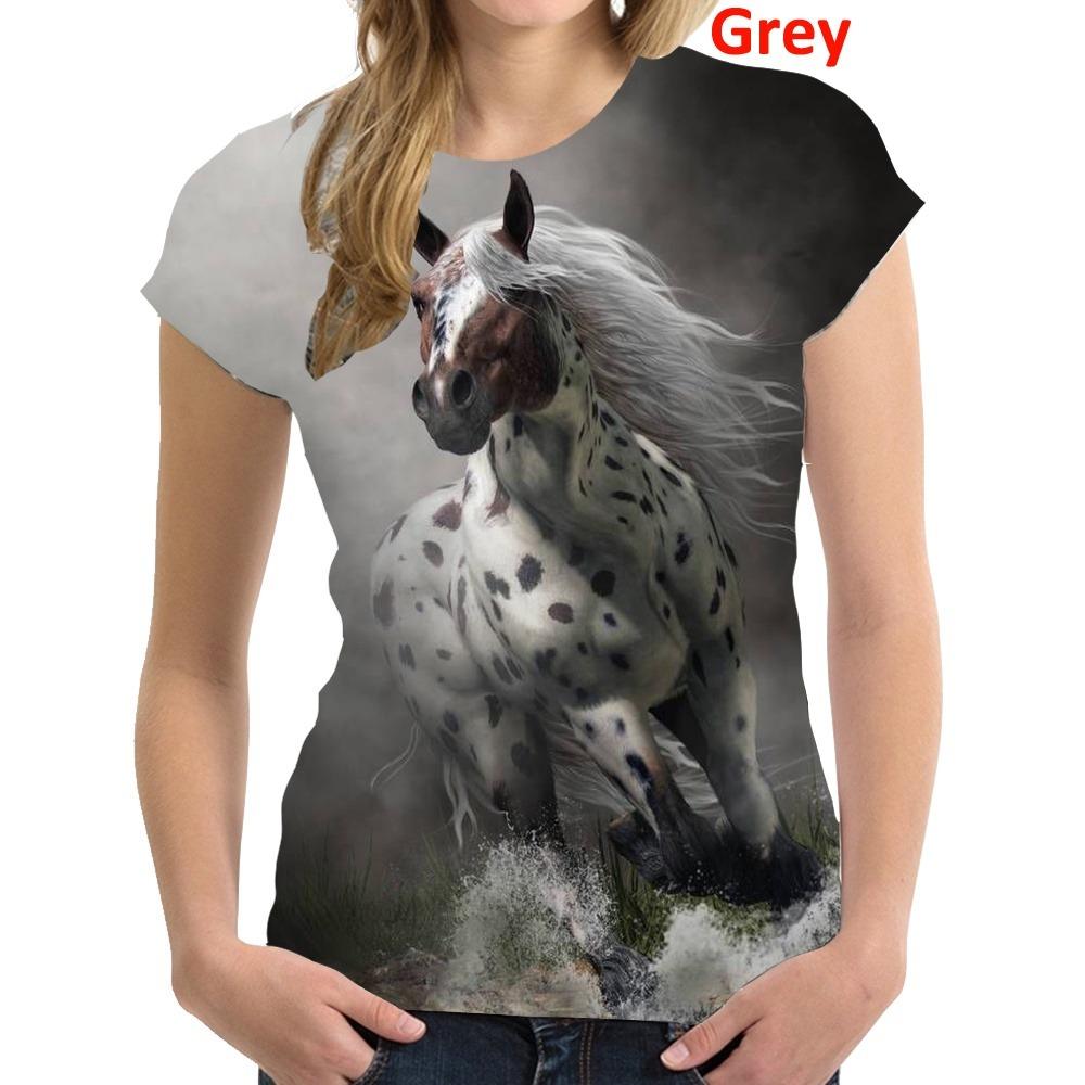 Fashion 3D Printing T Shirt Animal Horse Women Funny Short Sleeved Tees Women Tops Pullover Tee