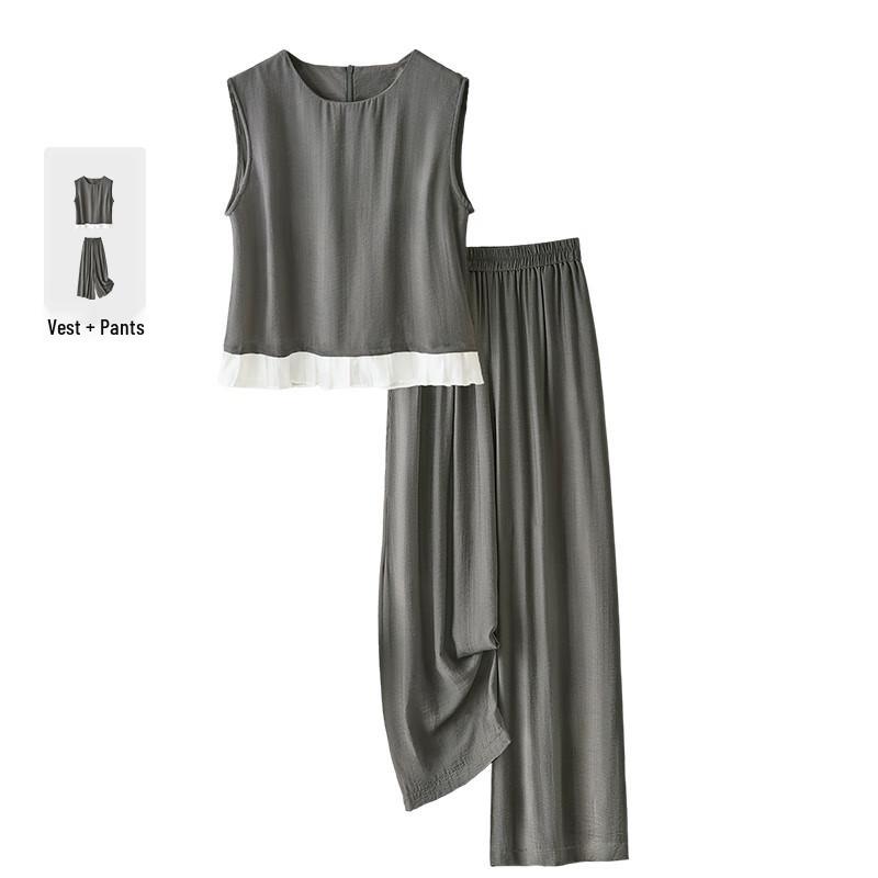 

Women s Sleeveless Top & Wide-Leg Pants Set L