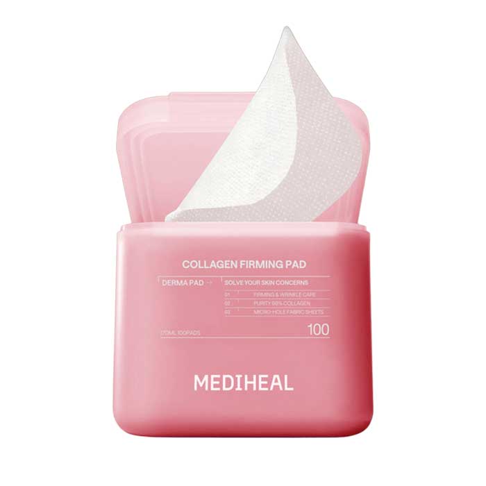 Mediheal Derma Collagen Toner Pads Firming Elasticity Hydrating Facial Pads 100 Sheets