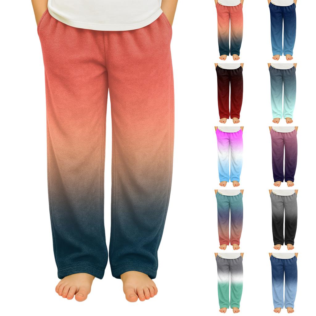 Fashionable Children's Versatile Gradient Print Pocket Casual Pants