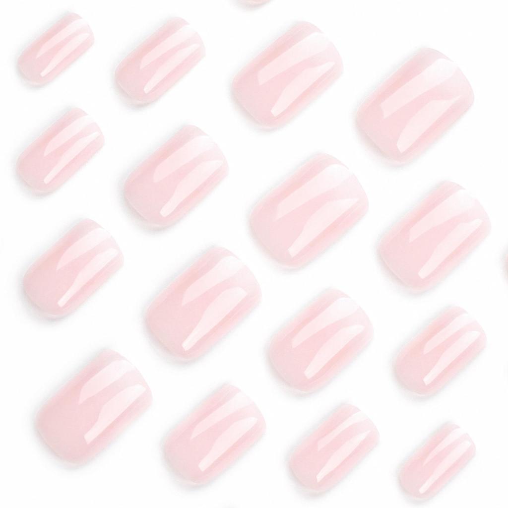 Gradient French Manicure: Pink & White Rectangle False Nail Tips