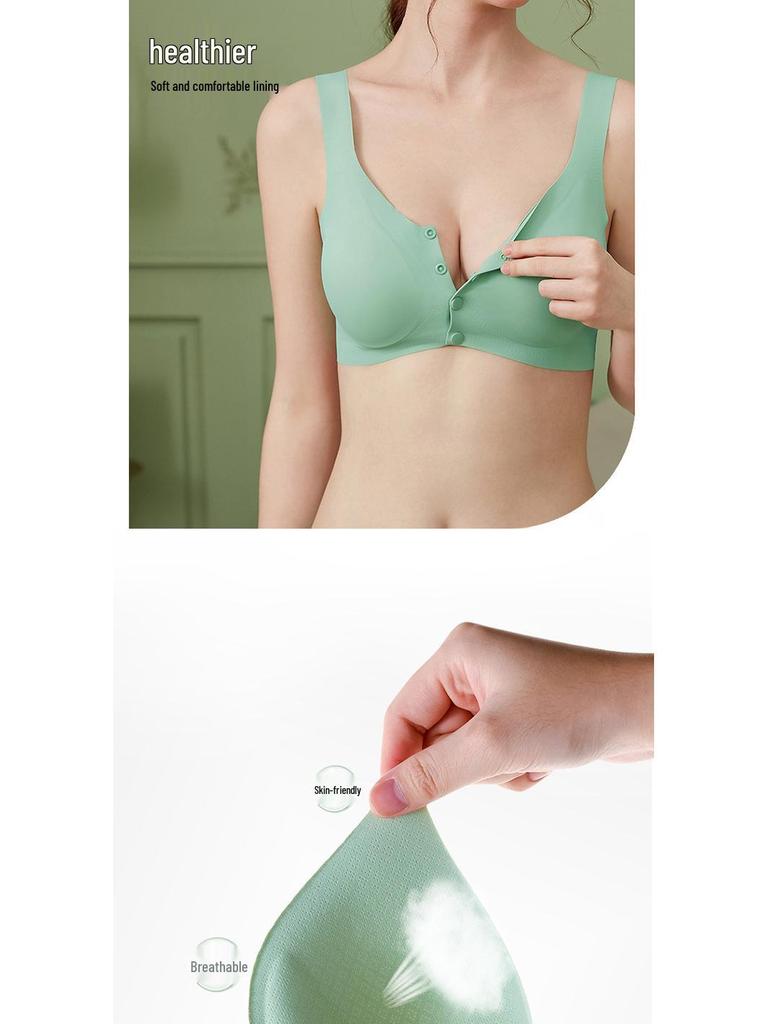 Seamless Plus Size Front Closure Wirefree Nursing Bra - Adjustable, Padded, Thin Style for Women