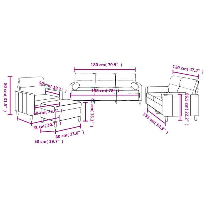VidaXL Sofa Set with Cushions 4 Pcs, Sofas with Armrests, Furniture Set with Footrest Living Room, 3201564