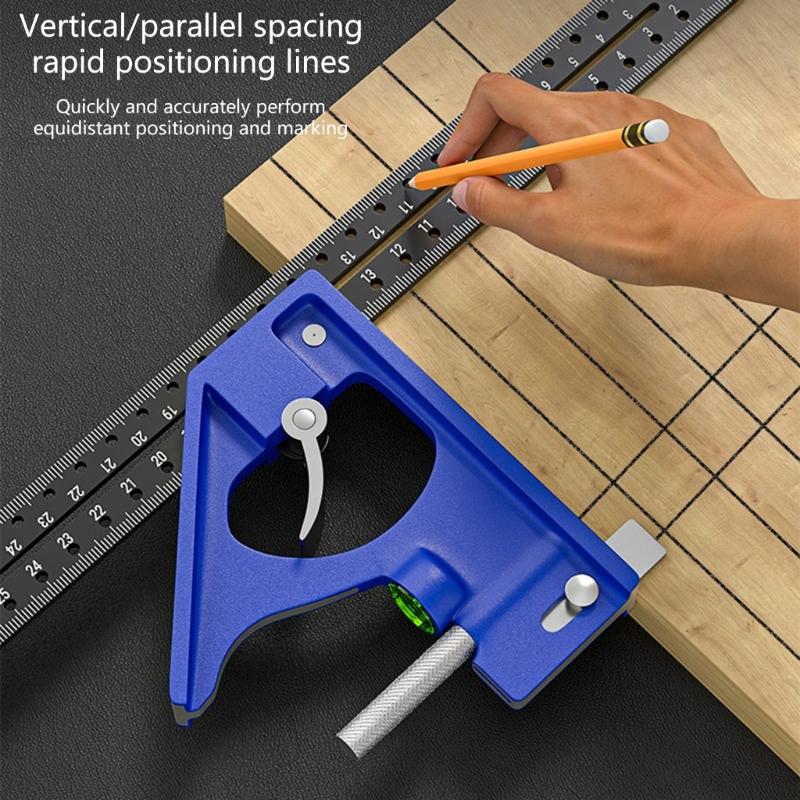 Aluminum Multiple Function Combination Square with Positioning Holes Accuracy Measuring Tool 300mm for Woodworking
