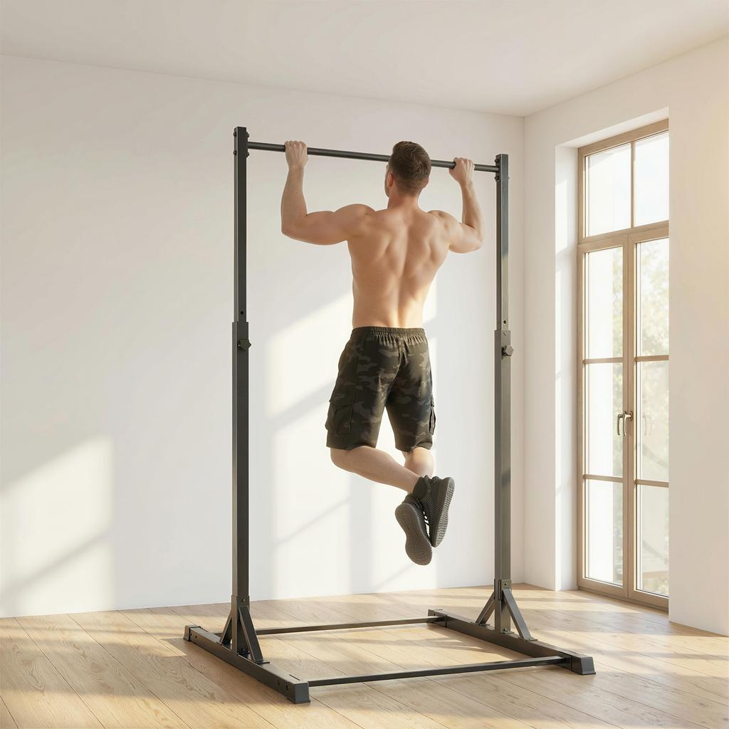 Power Tower Weight Training Station, 200 kg, Pull-Up Bar, 8 Height Levels, Black