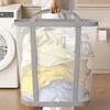 Nylon Mesh Laundry Basket With Handle Breathable Folding Portable Dirty Clothes Organizer Bags Large Capacity Toys Storage Bag