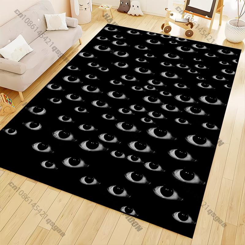 Black Eyes Bohemia Area Rug,Carpet Rug for Living Room Bedroom Sofa Doormat Decor,Yoga Soft Non-slip Floor Rugs Mandala