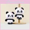 Niedlicher Panda-Plüsch-Schlüsselanhänger, weiches Kuscheltier mit Schleife für Sammler