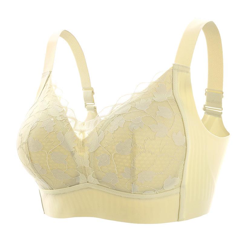 

Бесшовное нижнее белье против провисания для женщин, тонкий и собирающий бюстгальтер без стального кольца, больших размеров, пуш-ап бюстгальтер для женщин 42/95D жёлтый