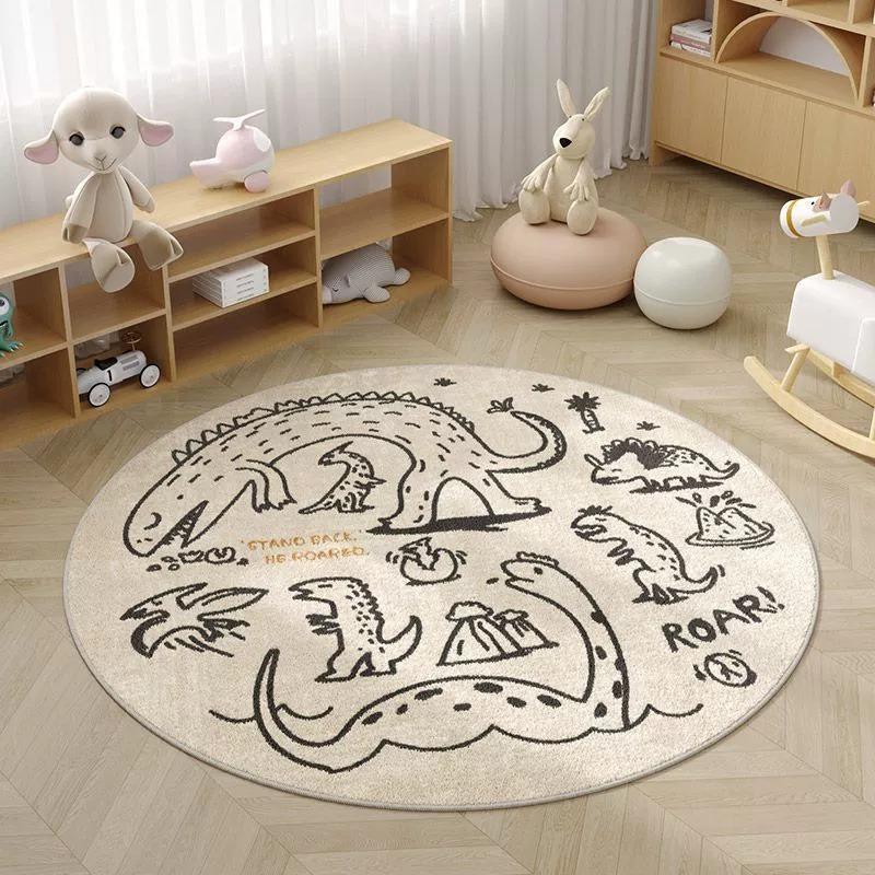 Fresh Print Large Area Round Rug Non-Slip Wear-resistant Circle Carpet for Living Room Bedroom Soft Floor Mat Home Decor Beauty