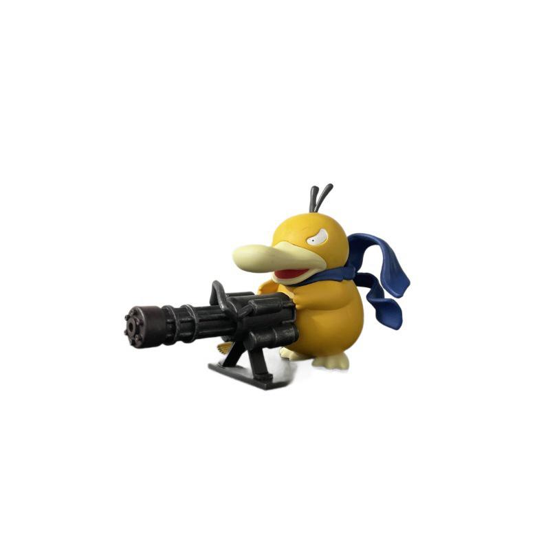 Anime Desktop Figurine: Gatling Gun Duck with Pokémon & Car Models