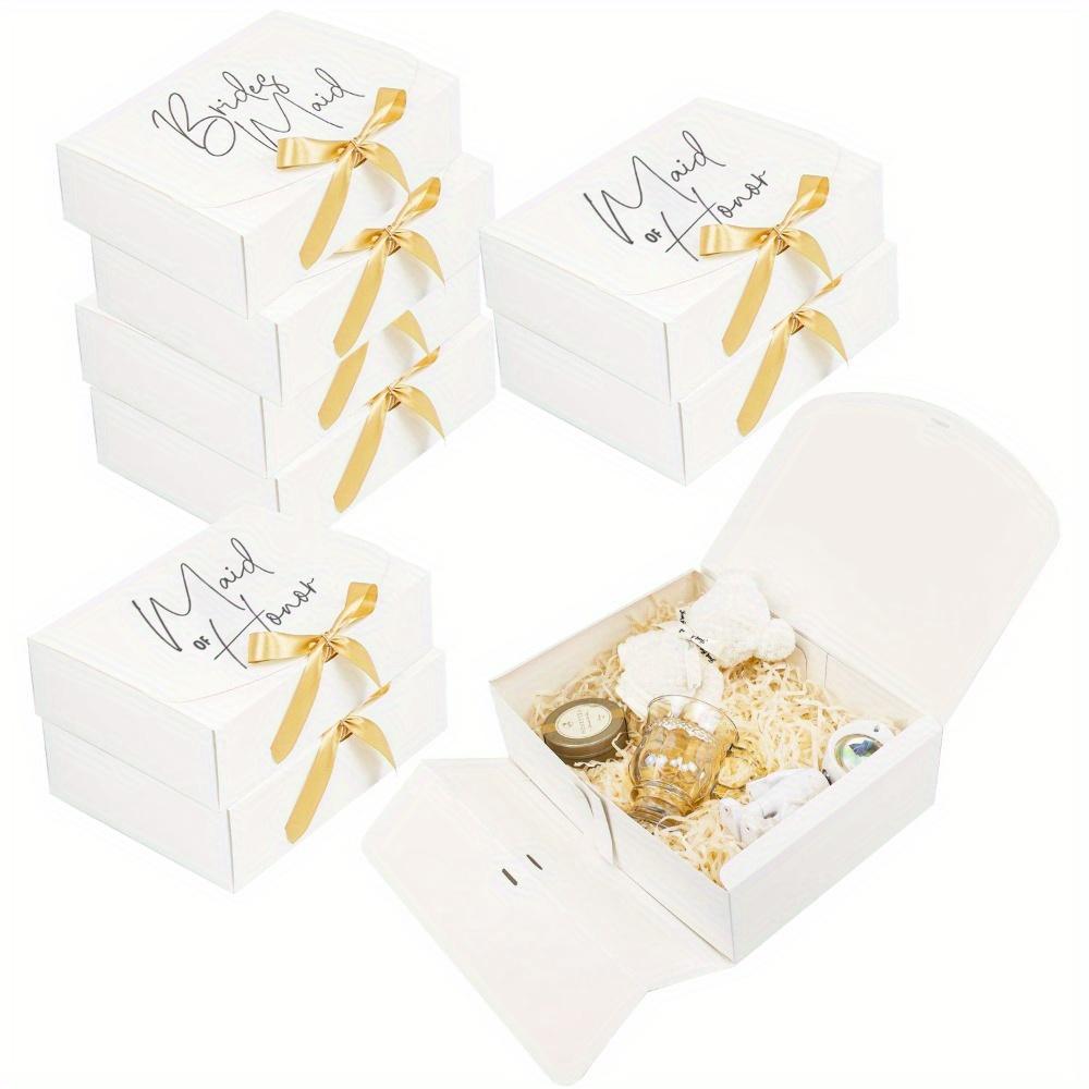 6pcs Premium Gift Box with Lid and Ribbon Bridesmaid Proposal Boxes Gift Boxes for Wedding Party Ideal for Maid of Honor, Matron of Honor and Wedding
