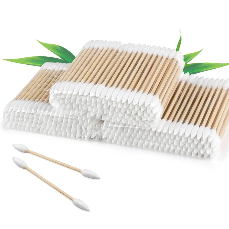 300pcs Pointed Cotton Swabs - Disposable Double Pointy Precision Tip Cotton Buds With Bamboo Sticks For Ear Wax Removal Makeup Lip Eyeshadow 300 Count