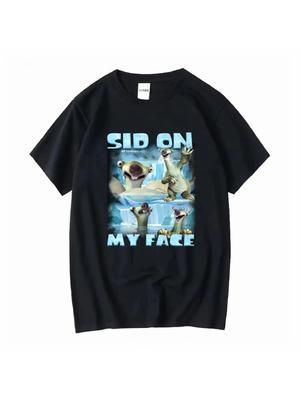 Sid On My Face T Shirt Ice Age Funny Meme Lmao Viral Vintage Washed Versatile Soft Fashion Stylish  Oversized T Shirt