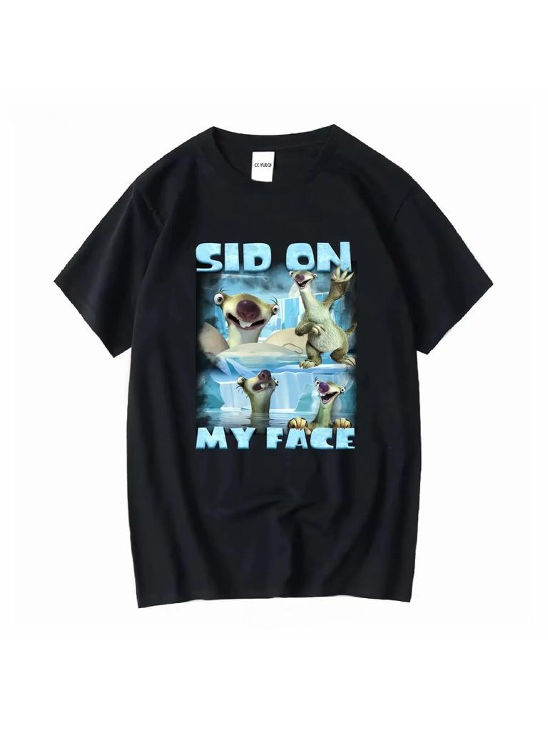Sid On My Face T Shirt Ice Age Funny Meme Lmao Viral Vintage Washed Versatile Soft Fashion Stylish Oversized T Shirt