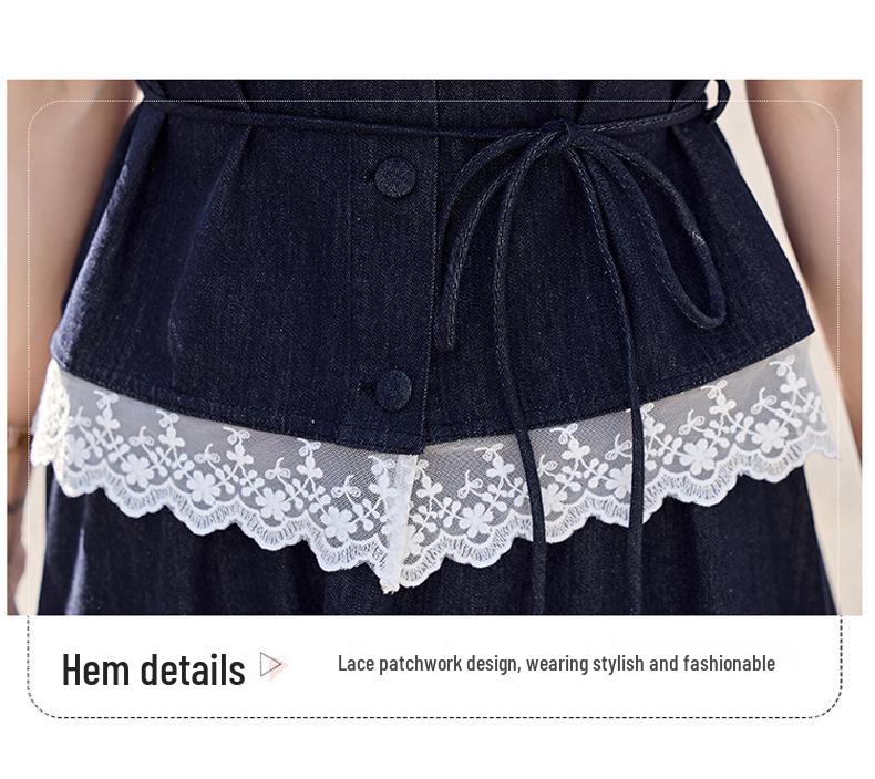 Chic 2025 Summer Denim Skirt Set: Slimming Vest & Midi Skirt for Women