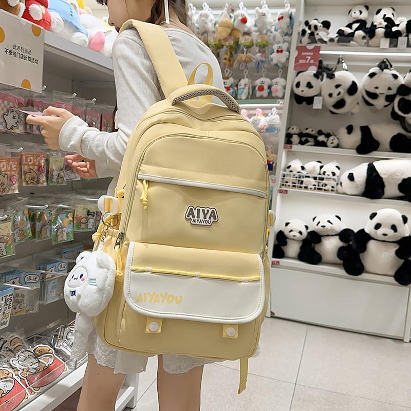 School Letter Girls Backpack Large Capacity Casual Travel Bag For Use Daily