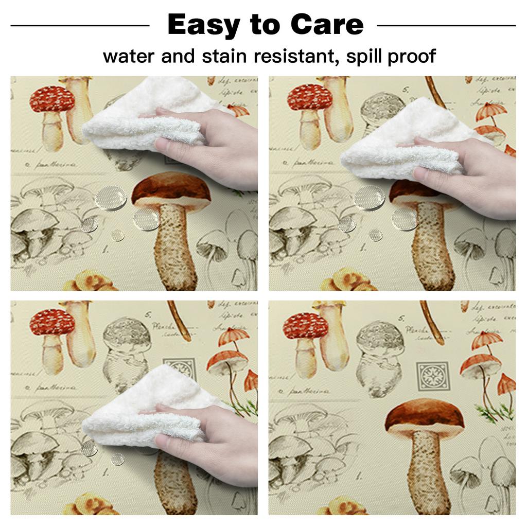 Mushroom Plant Vintage Round Tablecloth Party Kitchen Dinner Table Cover Holiday Decor Waterproof Tablecloths