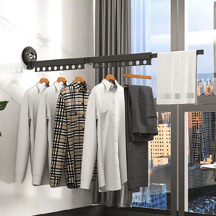 Wall Mounted Clothes Rack Hanging Rail Rod Wardrobe Hooks for Bathroom Balcony