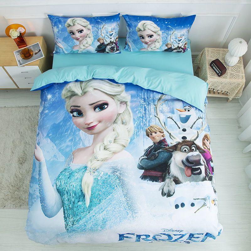 Frozen Prinses Elsa en Anna Anime Dekbedovertrek Set Comforte Beddengoed Sets met Print Cartoon Tweepersoons Kerstcadeaus 3-delig