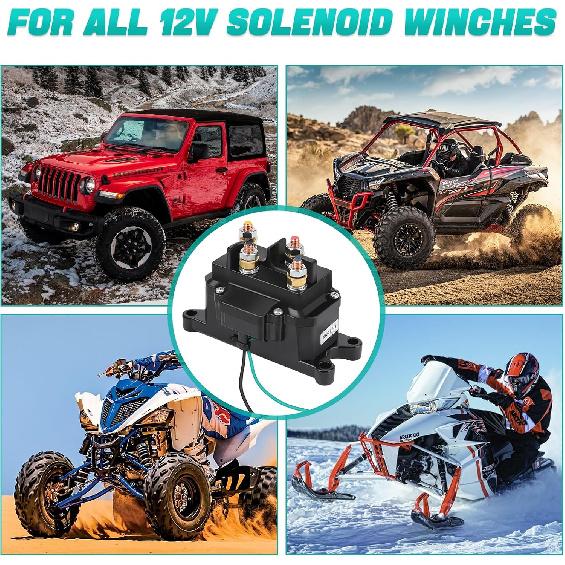 KanSmart Winch Solenoid Relay Contactor 12V 250A Winch Relay Thumb Truck for ATV UTV Boat 4x4 Vehicles 3000-5000lbs Winch with 6 Protecting Caps -