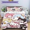 3pcs Hanamaruobake & Friends Sanrio Bedding Set - Includes Quilt Cover and Pillowcases, Suitable for All Seasons, Machine Washable - Ideal G
