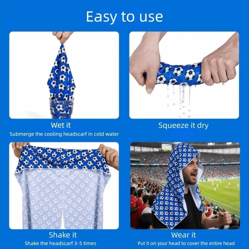 Moisture-Wicking Cooling Sports Scarf Football Pattern UV Protection Towel Hooded Headscarf  Hiking