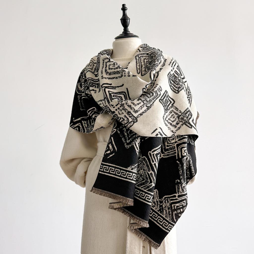 Winter Warm Women's Fashion Scraves Poncho Imitation Cashmere Thick Shawl Wrap Female Pashmina Blanket Bufanda Echarpe Scraf