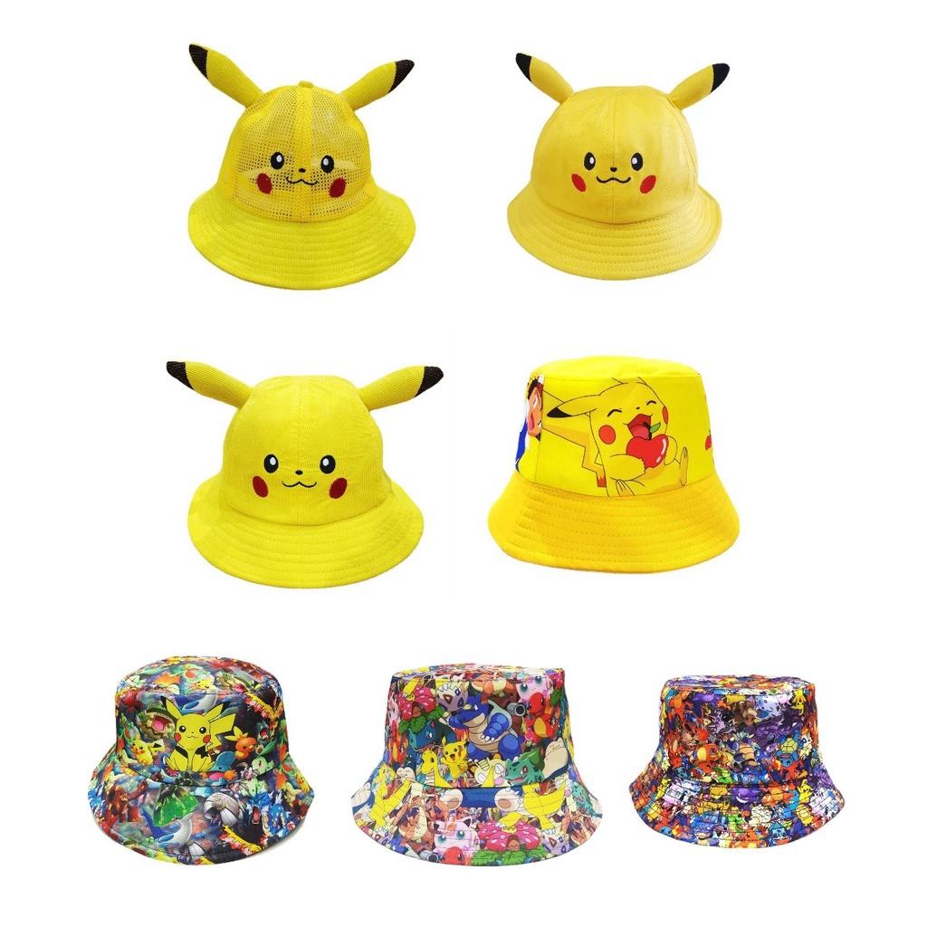 Cartoon Outdoor Pikachu Fisherman Sunshade Matching Hat Net Hat Adult Children