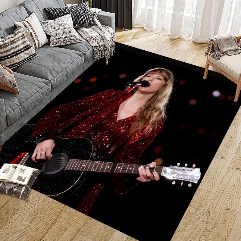 Taylor Swift Home Sofa Decoration for Living Room & Bedroom, Non‑Slip Play Flannel Floor Mat for Game Room
