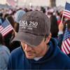 Distressed Washed Casual Baseball Cap with Embroidered USA 250 and Date Elements Adjustable Strap Unisex Hat for Everyday Wear