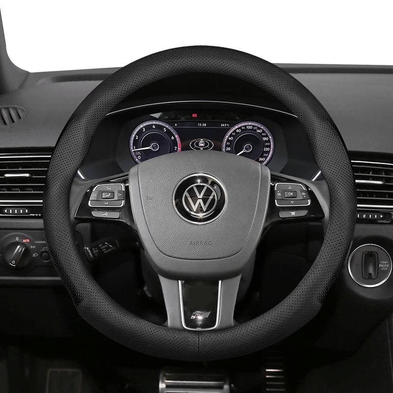 Suitable for Volkswagen Ultra-Thin Breathable Leather Steering Wheel Cover Suitable for Polo Golf 5 6 7 up Gol Volante Scirocco Passat