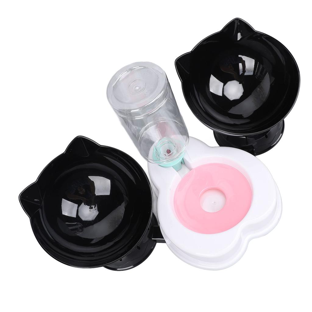 Cat Food and Water Bowl Set Neck Guard 3 In 1 Double Cat Feeding Bowl and Automatic Water Dispenser Set for Home Pet