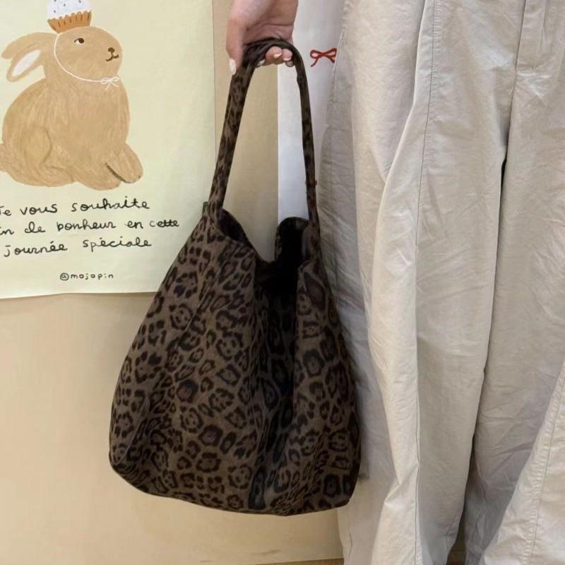 Pantherskin Corduroy Tote Bag Women Large Capacity Shoulder Bag Work Commuting Underarm Bag