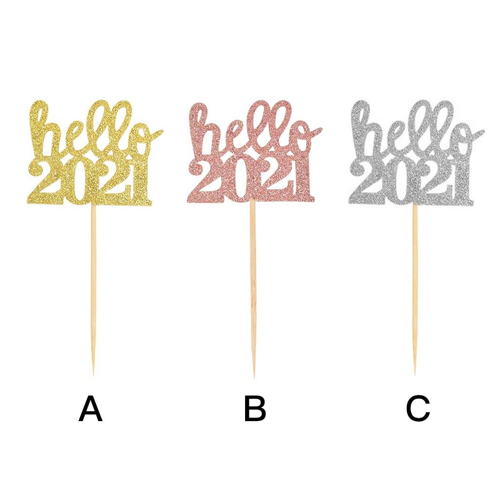 12Pcs Hello 2021 Cake Topper Birthday Cake Dessert DIY Party Decoration for Kids Women Men