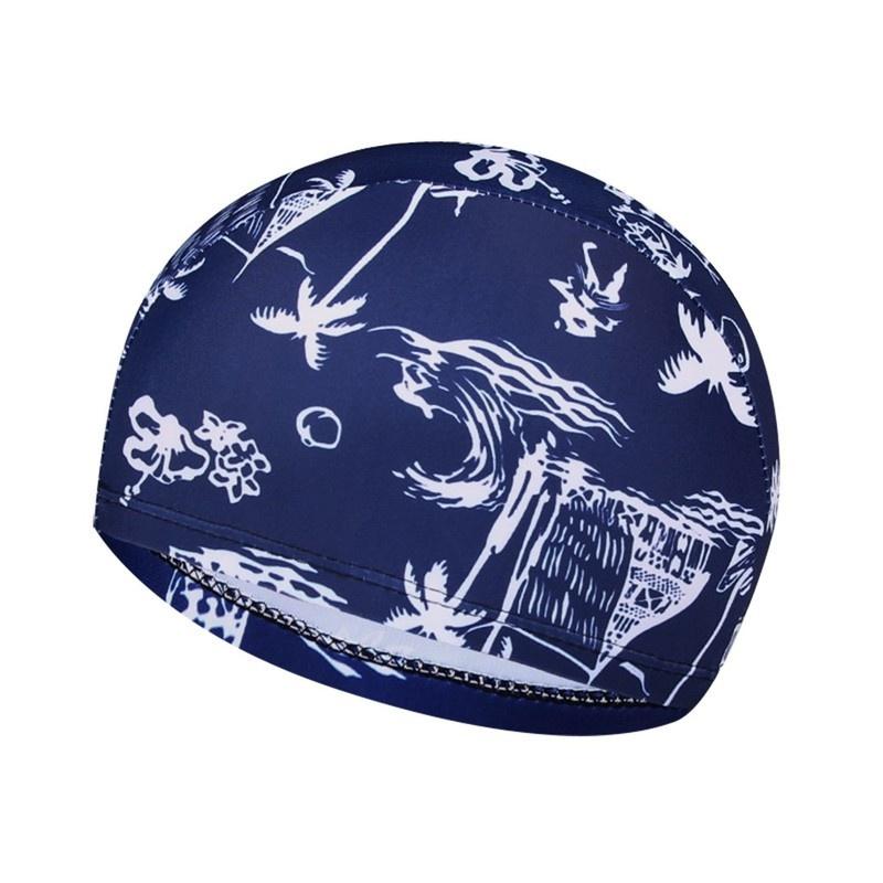 1PC Fashion Swimming Cap Men/Women Flowers Printed Long Hair Sports Swim Pool Bathing Hat Elastic Nylon Turban Sports Accessory
