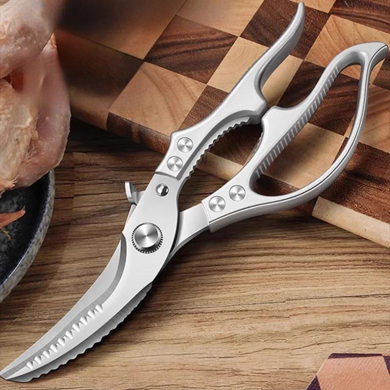 Heavy Duty Kitchen Scissors - 1PC Stainless Steel Poultry Shears for Cutting Chicken Bones, Multi-Purpose Food & Herb Scissors