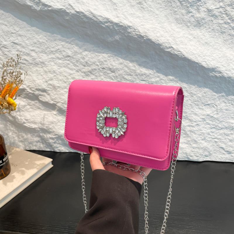 Simple rhinestone 2025 new fashion diamond-encrusted chain single shoulder crossbody small square women's bag