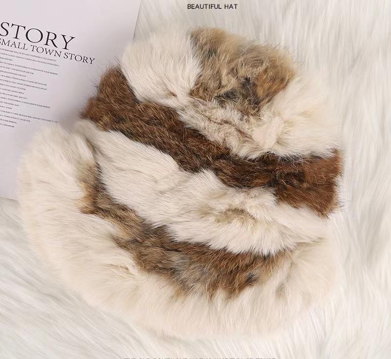 Autumn Winter Color Velvet Fisherman Hat Striped Cloud Hat for Women Warm Knitted Basin Hats Trendy