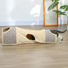 Cat Tunnel with 3 Openings, Plush, Sisal Scratching Rope, 107x38x29 cm, Beige/Grey