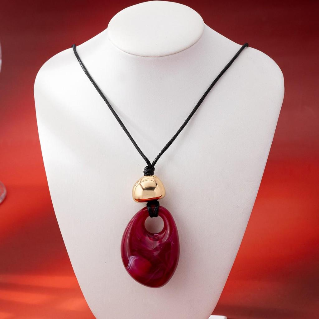High-End Enamel Bean Pendant Long Necklace for Women – Stylish Cross-Border Design