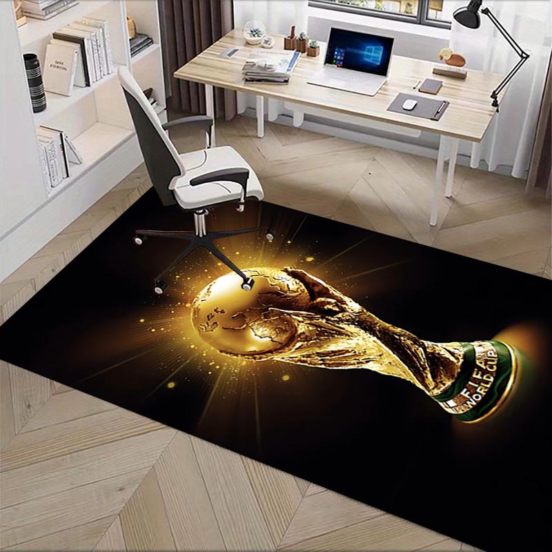 Tapete de Cadeira para Escritório com Troféu da Copa do Mundo FIFA, Tapete Grande para Decoração de Casa, Ideia de Presente para Fãs de Futebol, Adequado para Quarto, Sala de Estar