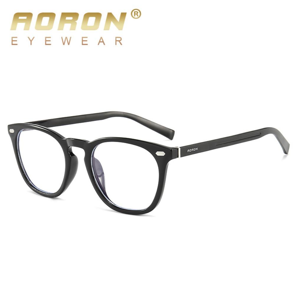 aoron Flat Mirror Aluminum Magnesium Round Retro Anti-blue Light, Optical TR Glasses Frame