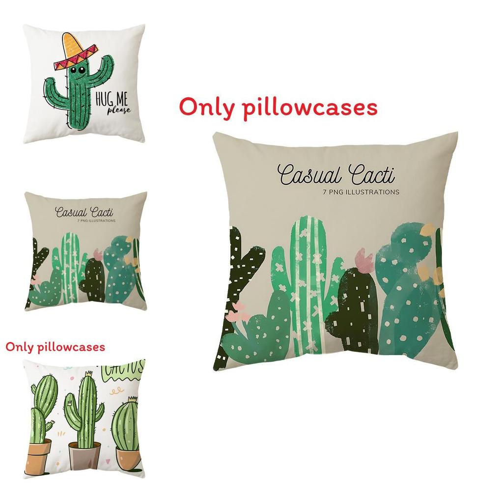 Cartoon Cactus Pattern Pillow Cover For Home Decor And Lounge Relaxation