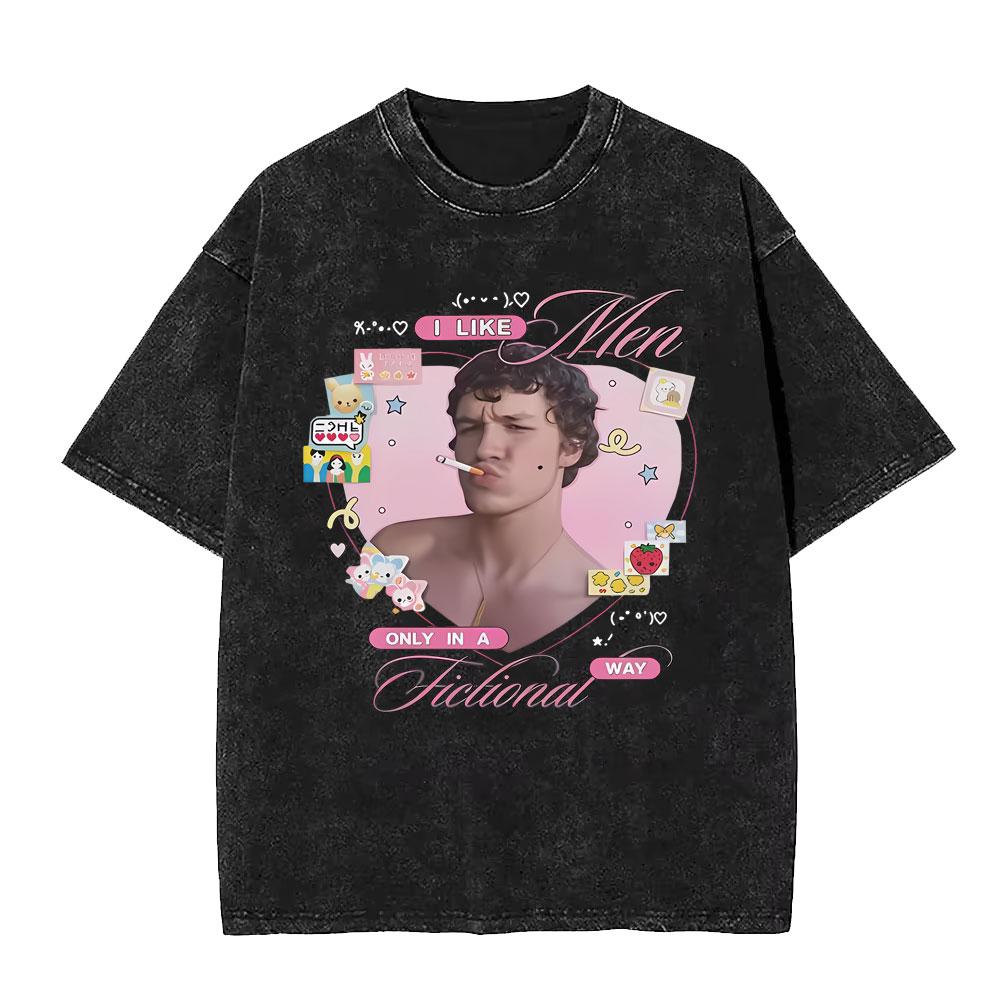 

Washed Vintage Heated Rivalry Ilya Rozanov I Like Men Only IN A Fictional Way Graphic Tshirt Mens Women Casual Funny T Shirts S