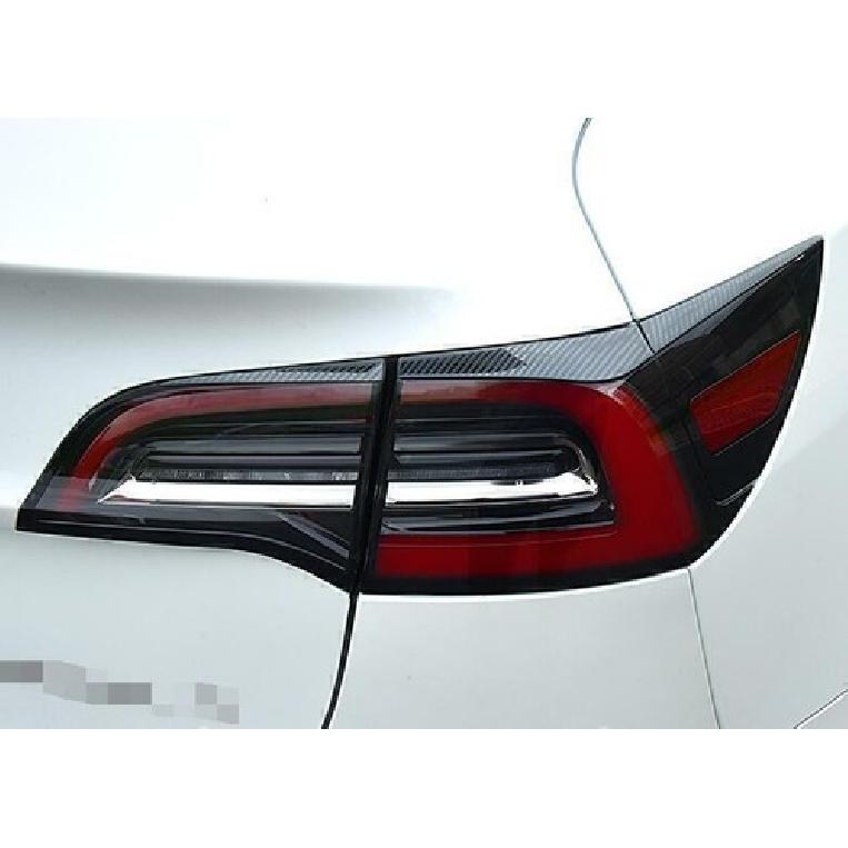 For Tesla Model Y 2020-2024 Carbon Fiber Rear Tail Light Lamp Strip Trim 6pcs