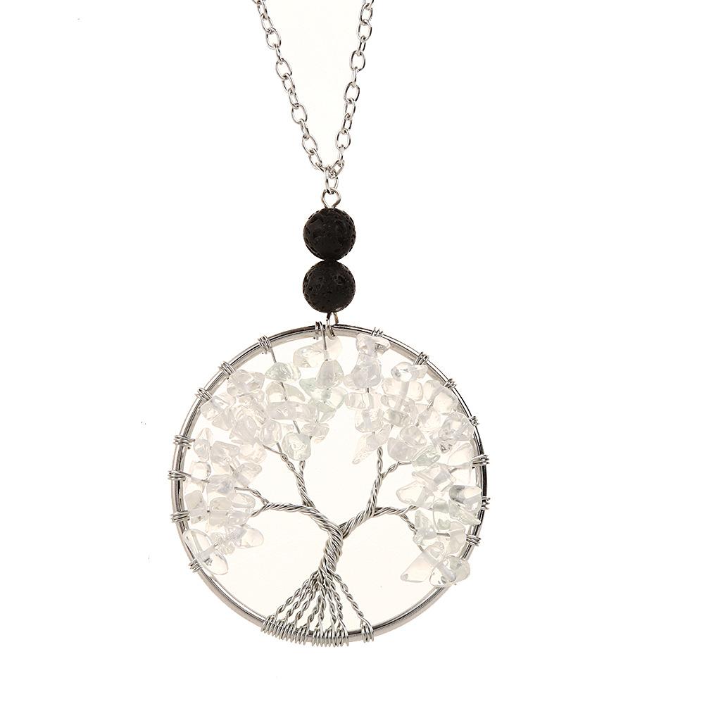 Natural Stone Crystal, Aromatherapy Volcanic Stone Pure Hand-Wound Gravel Tree Root Life Tree Necklace N14